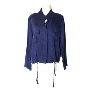 Rails NWT Rowen Military Inspired Crop Shoulder Epaulets Jacket Cobalt Blue Med